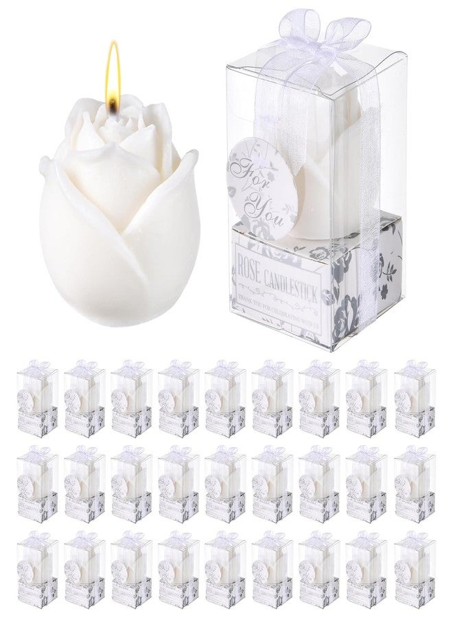 KBDHYY 50Set White Rose Flower Shape Candle Bulk Wedding Party Favors Romantic Handmade Delicate Candles with Gift Box, Wedding Candle Gift for Guests Return Souvenirs Bridal Anniversary Birthday Decoration - Image 1